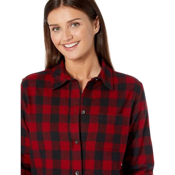 L.L. Bean Scotch Plaid Shirt Red Black Size Womens Small Flannel Long Sleeve‎ - Picture 3 of 10